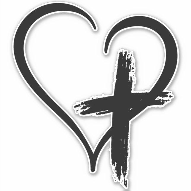 Cross Heart Symbol Sticker (Front)