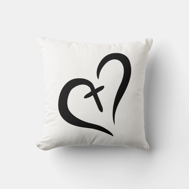 cross heart symbol throw pillow (Front)