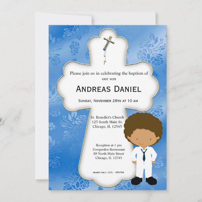 Cross  Holy Communion Boy Invitation (Front)