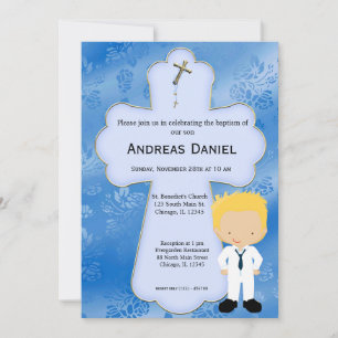Cross Holy Communion Boy Invitation