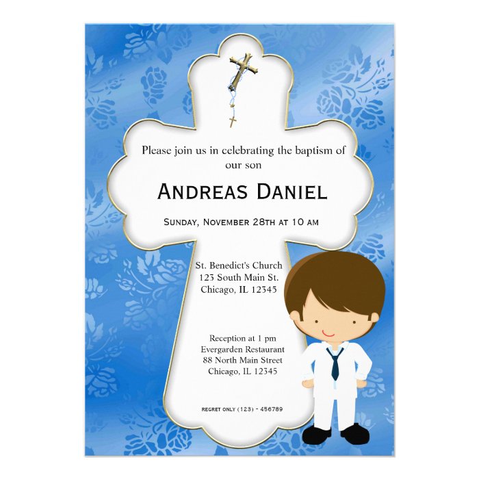 Cross  Holy Communion Boy Invite