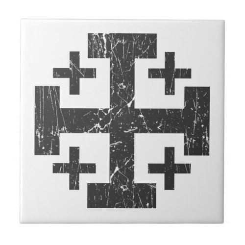 cross holy land grunge religion symbol Jerusalem P Ceramic Tile