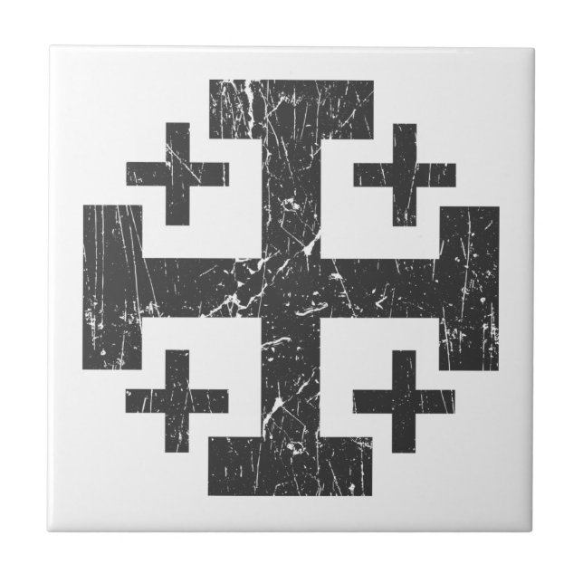 cross holy land grunge religion symbol Jerusalem P Ceramic Tile (Front)