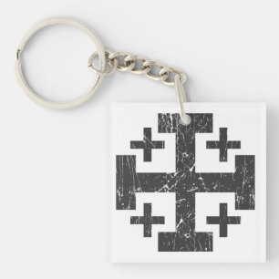 cross holy land grunge religion symbol Jerusalem P Keychain