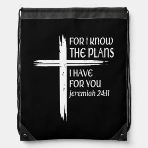 Cross I Know The Plans Verse Bible Jesus God Chris Drawstring Bag