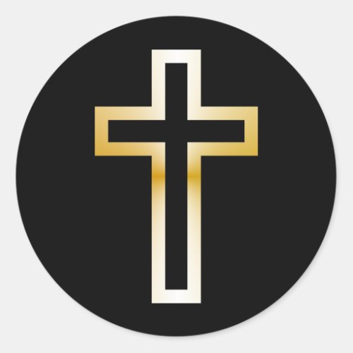 Cross in Black Blue Gold or Silver Classic Round Sticker