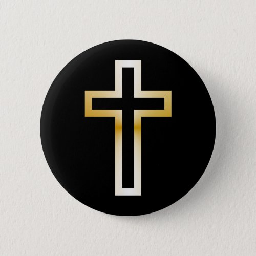 Cross in Black Blue Gold or Silver Pinback Button