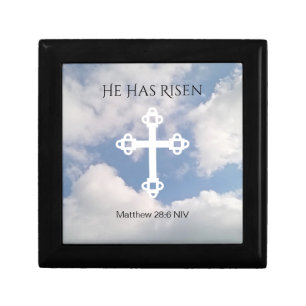 Cross in Cloudy Sky Resurrection Blue Easter Gift Box