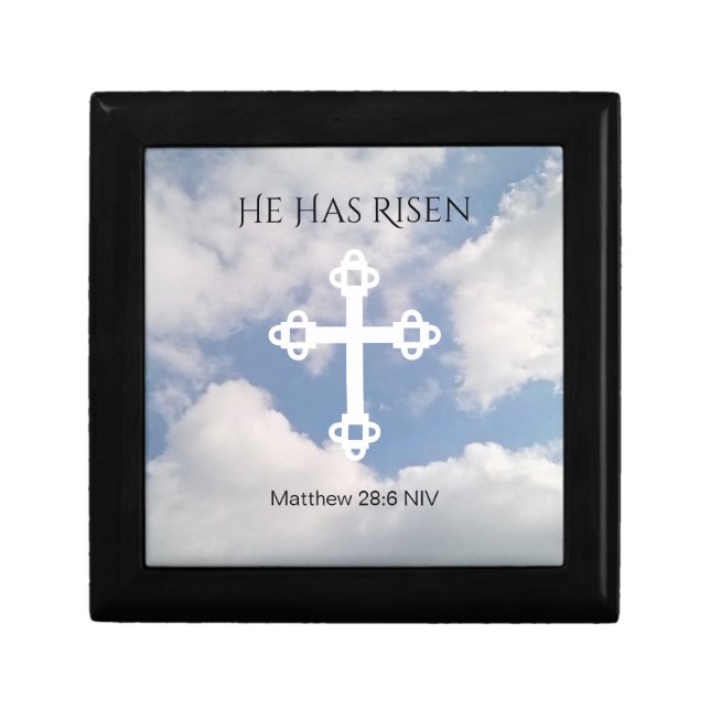 Cross in Cloudy Sky Resurrection Blue Easter Gift Box (Front)