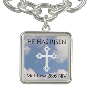 Cross in Cloudy Sky Resurrection Blue Easter Gift Bracelet