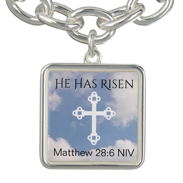 Cross in Cloudy Sky Resurrection Blue Easter Gift Bracelet (Design)
