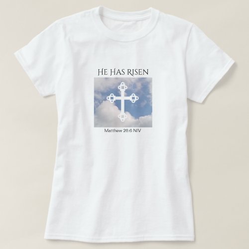 Cross in Cloudy Sky Resurrection Blue Easter Gift T_Shirt