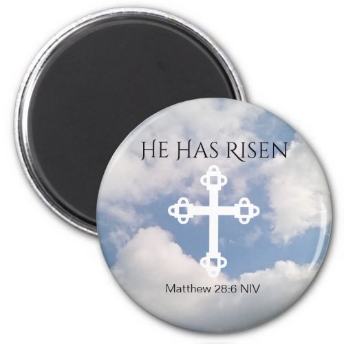 Cross in Cloudy Sky With Resurrection Bible Verse Magnet