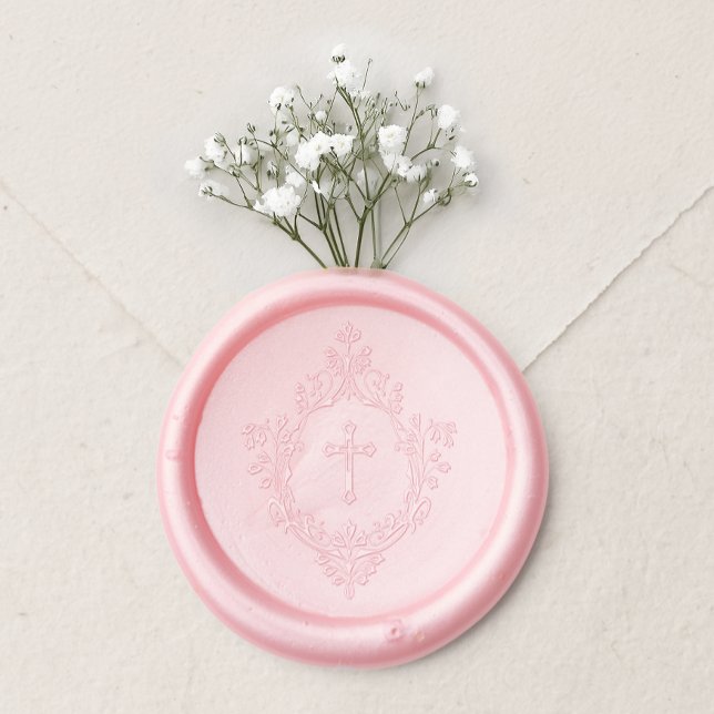 Cross in Crest Girl Religious Confirmation Baptism Wax Seal Sticker (Creator Uploaded)