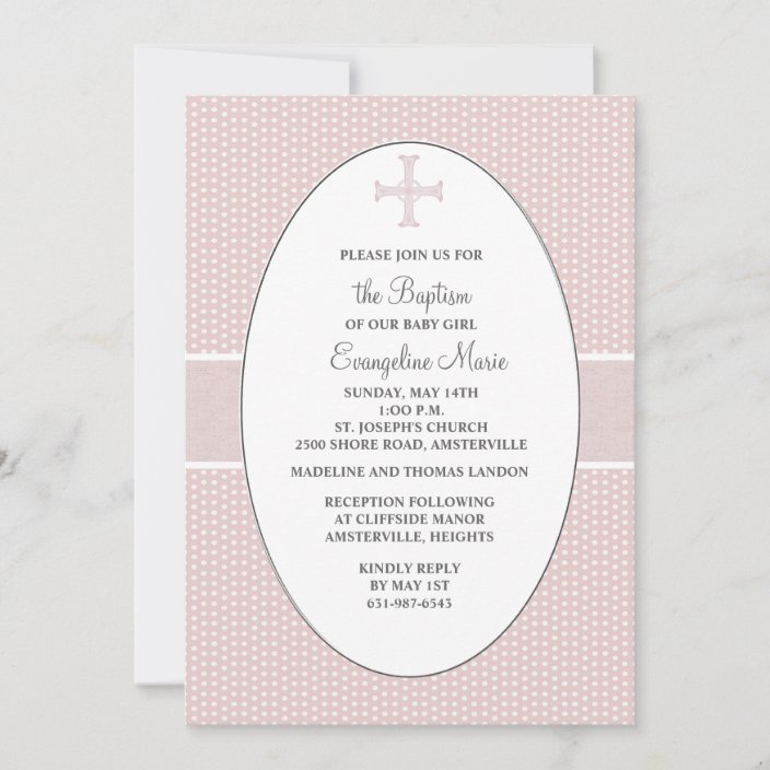 Cross in Oval Frame - Blush Religious Invitation | Zazzle.com