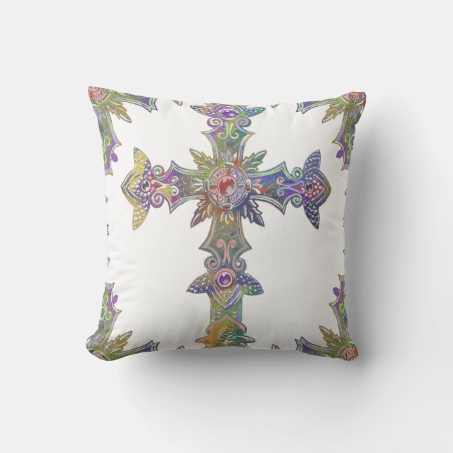 Cross in pride colors  throw pillow (Front)