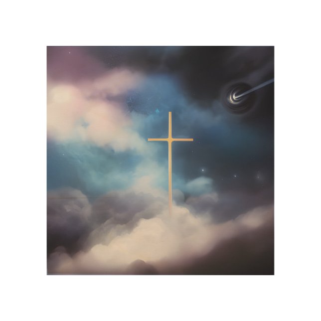  Cross in the Clouds Wood Wall Art (Front)