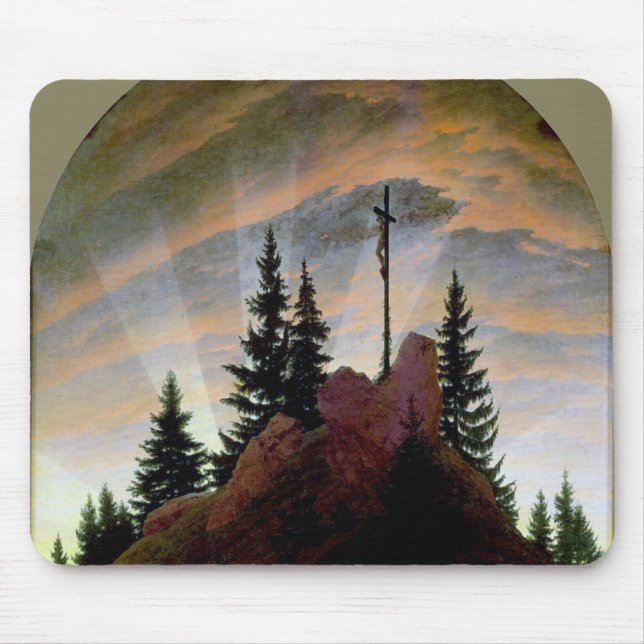 Cross in the Mountains, Friedrich Mouse Pad (Front)