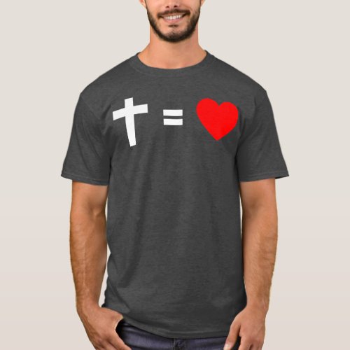 Cross is Equal to Love Red Heart Christian Valenti T_Shirt