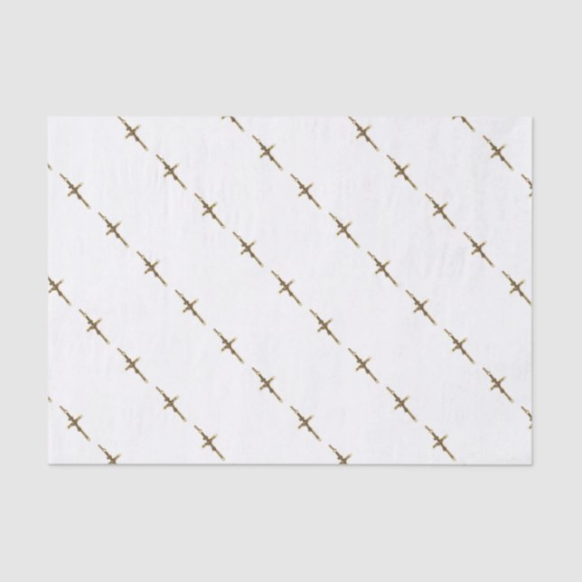 Cross Jesus Christ gold horizontal Tissue Paper (Front)