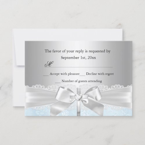 Cross Lace Bow Blue BaptismChristening RSVP