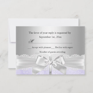 Cross & Lace Bow Purple Baptism/Christening RSVP