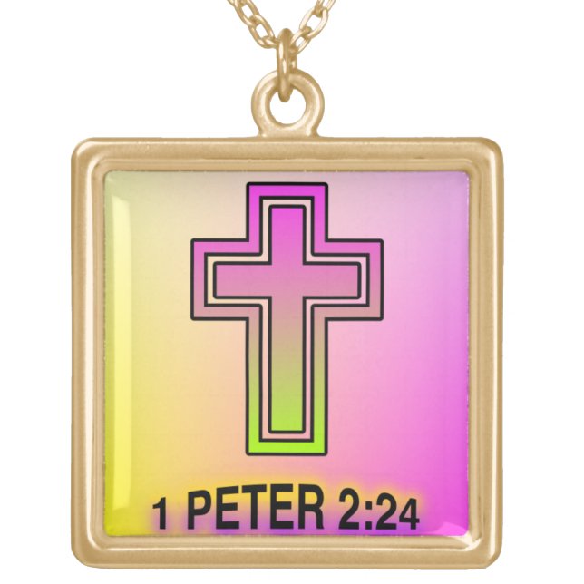 Cross  - Large gold finish necklace (Front)