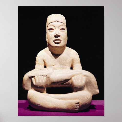 Cross_legged figure holding a baby Olmec Poster