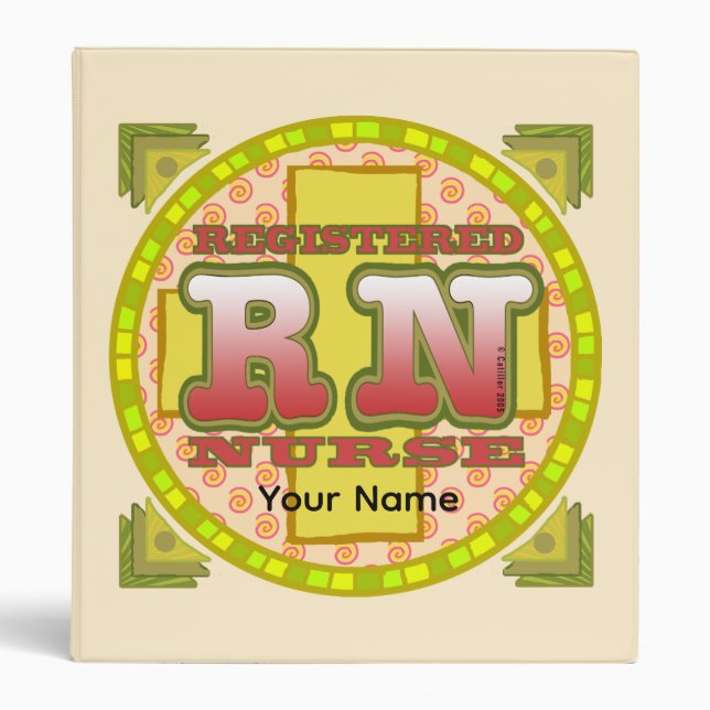 Cross Letters RN Nurse 3 Ring Binder (Front)