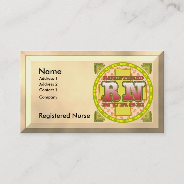 Cross Letters RN Nurse Business Card (Front)