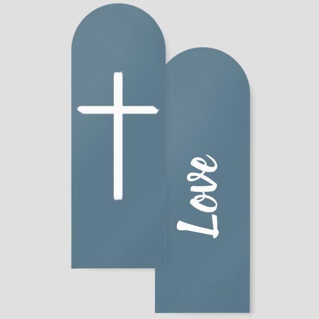 Cross Love Navy Blue Bookmarks (Front & Back)