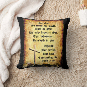 Cross & Manger with John 3vs16 Throw Pillow
