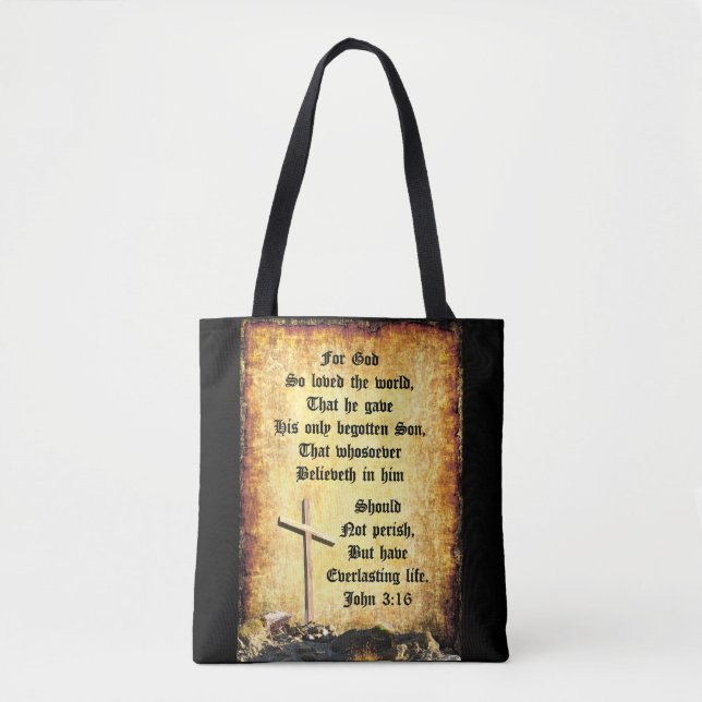 Cross & Manger with John 3vs16 Tote Bag (Front)