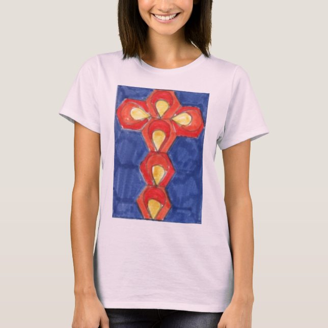Cross Motif 3/4 Sleeve Raglan T-Shirt (Front)