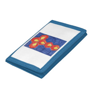 Cross Motif Blue TriFold Nylon Wallet