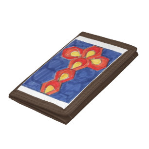 Cross Motif Brown TriFold Nylon Wallet