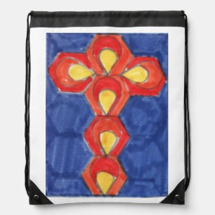 Cross Motif Drawstring Bag