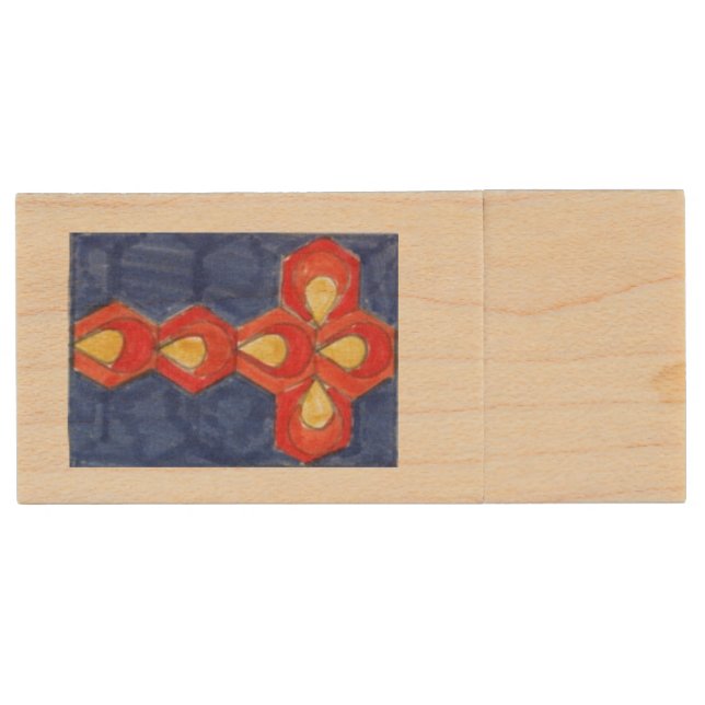 Cross Motif Maple USB Wood Flash Drive (Front)
