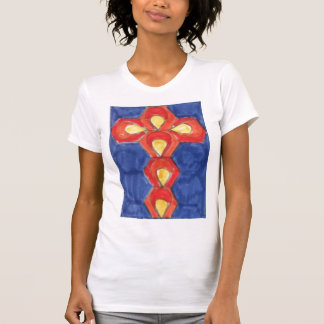 Cross Motif on Ladies Fitted T-shirt