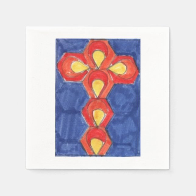 Cross Motif White Paper Napkins (Front)