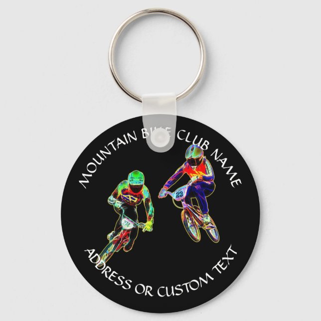 Cross Mountain Bike Club Bicycle Rider Bike Racer Keychain (Front)
