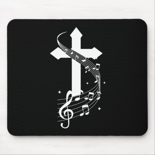 Cross Music Notes Musician Singer Singing Gift Mouse Pad