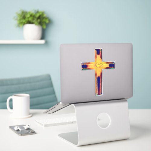 Cross My Heart Colorful Cross Sticker