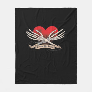 Cross My Heart (Hope To Die) - Skeleton Hands Hear Fleece Blanket