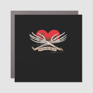 Cross My Heart Hope To Die Skeleton Hands Hearts Car Magnet