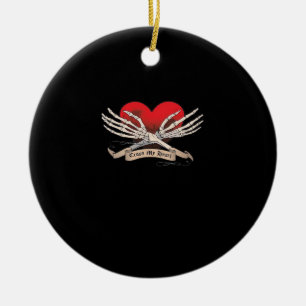 Cross My Heart Hope To Die Skeleton Hands Hearts Ceramic Ornament