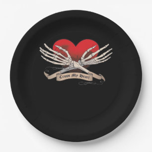 Cross My Heart Hope To Die Skeleton Hands Hearts Paper Plates