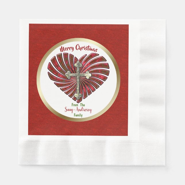 Cross-My-Heart Personalized Christmas Napkins (Front)