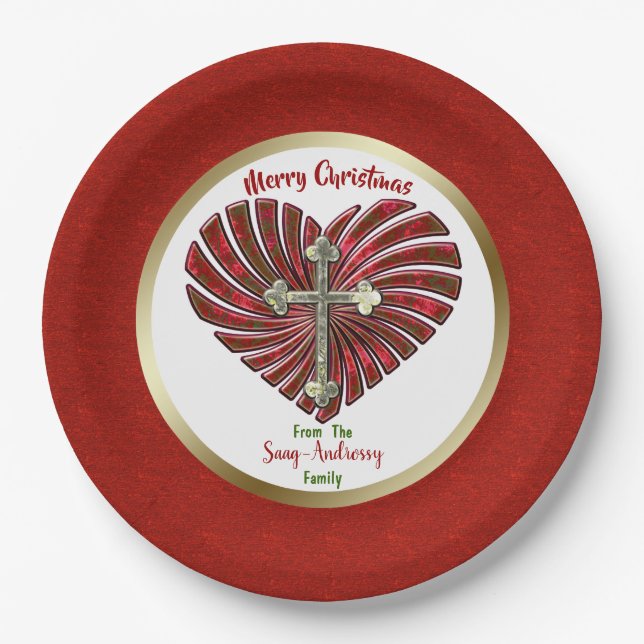 Cross-My-Heart Personalized Christmas Paper Plates (Front)