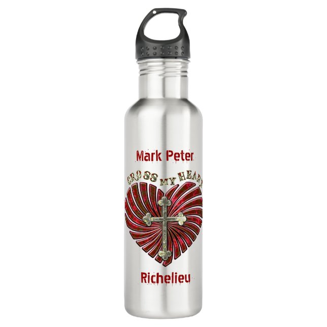 Cross-My-Heart (Personalized) Water Bottle (Front)